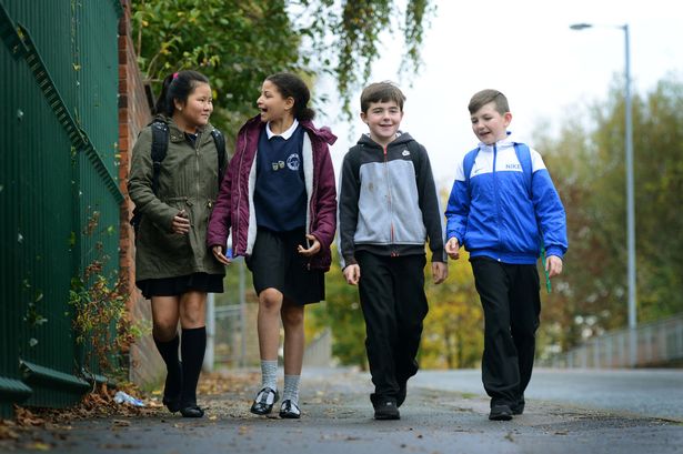 Children who go to school on foot