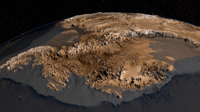Map of Antarctica without ice and snow