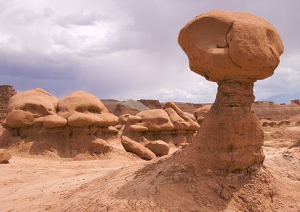 The usual sandstone formations of Goblin Valley State Park in Utah